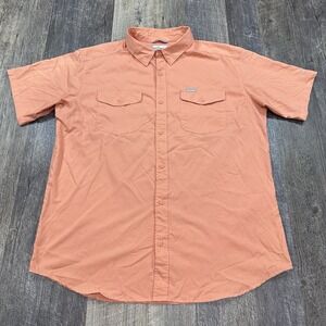 Columbia Fishing Shirt Mens XL Omni Wick Vented Short Sleeve Peach Quick Dry‎